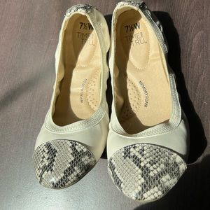 Cream and Snakeskin Print Flats